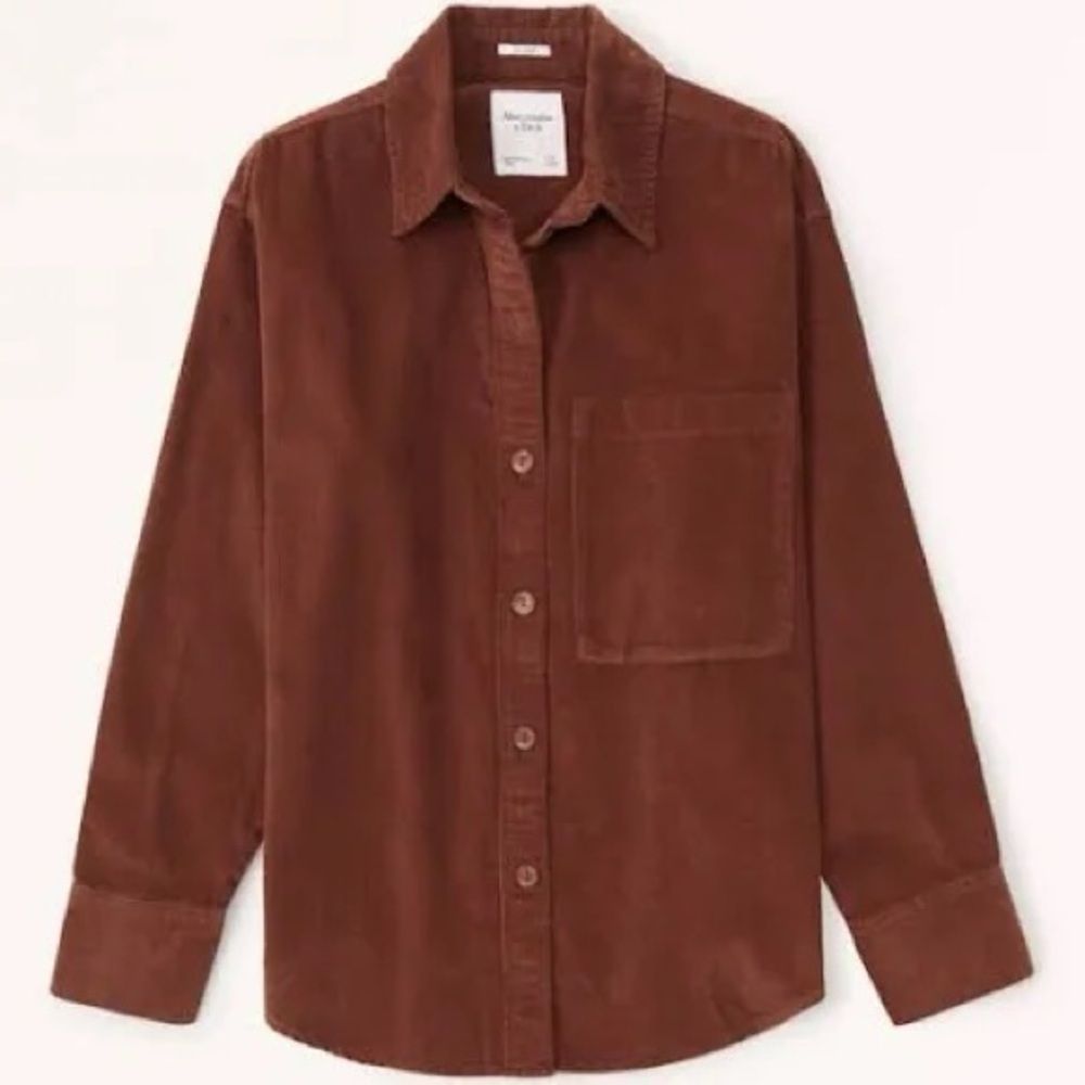Abercrombie & Fitch Oversized Brown Corduroy Button Down Shirt Sz S